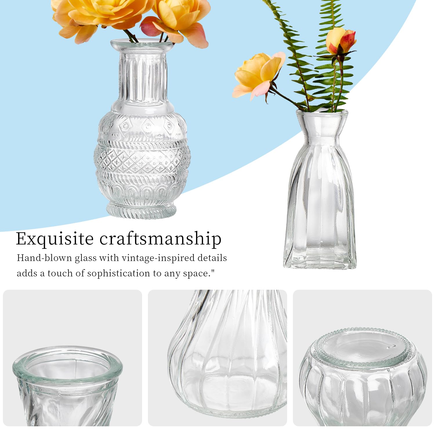 ODBCYWM clustered bud vases as a table centerpiece offering layered visual interest