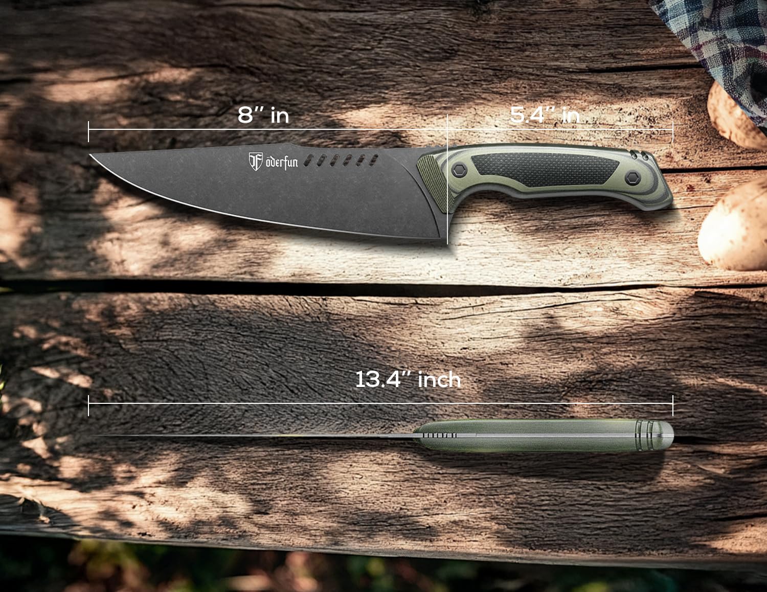 ODERFUN knife in leather sheath showing safe transport and storage benefit