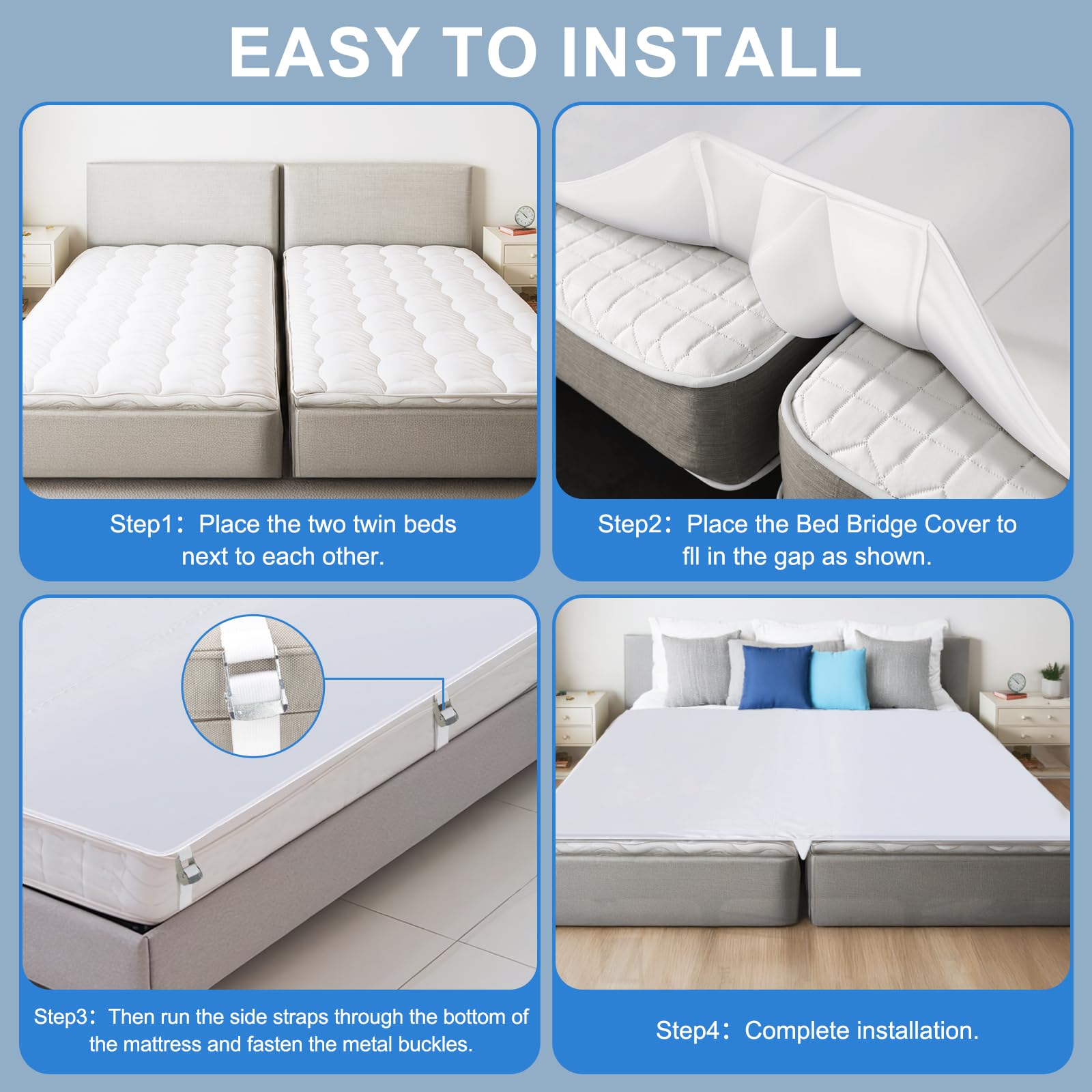 odesoy size comparison showing twin mattresses joined into king-size