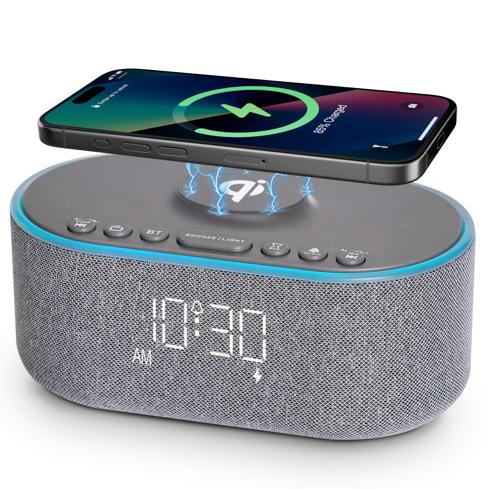Odokee front view of clock radio showing clear display and sleek design benefit easy bedside visibility