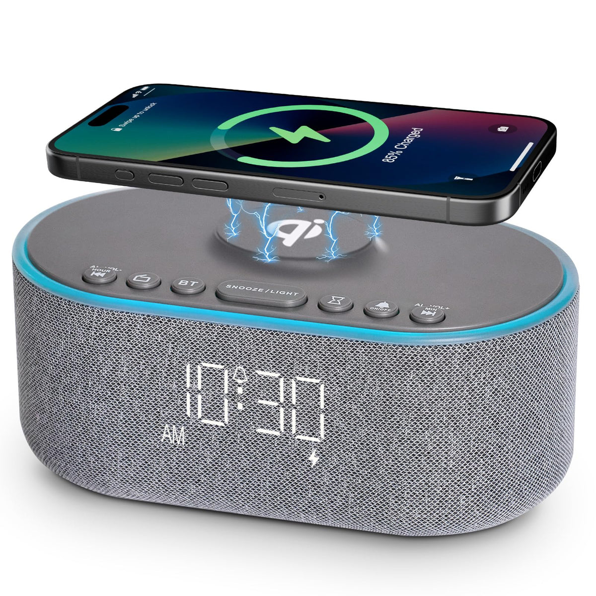 Odokee front view of clock radio showing clear display and sleek design benefit easy bedside visibility