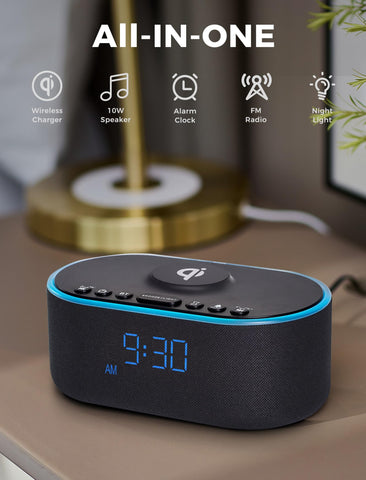 Odokee close-up of wireless charging pad with phone, demonstrating fast Qi charging