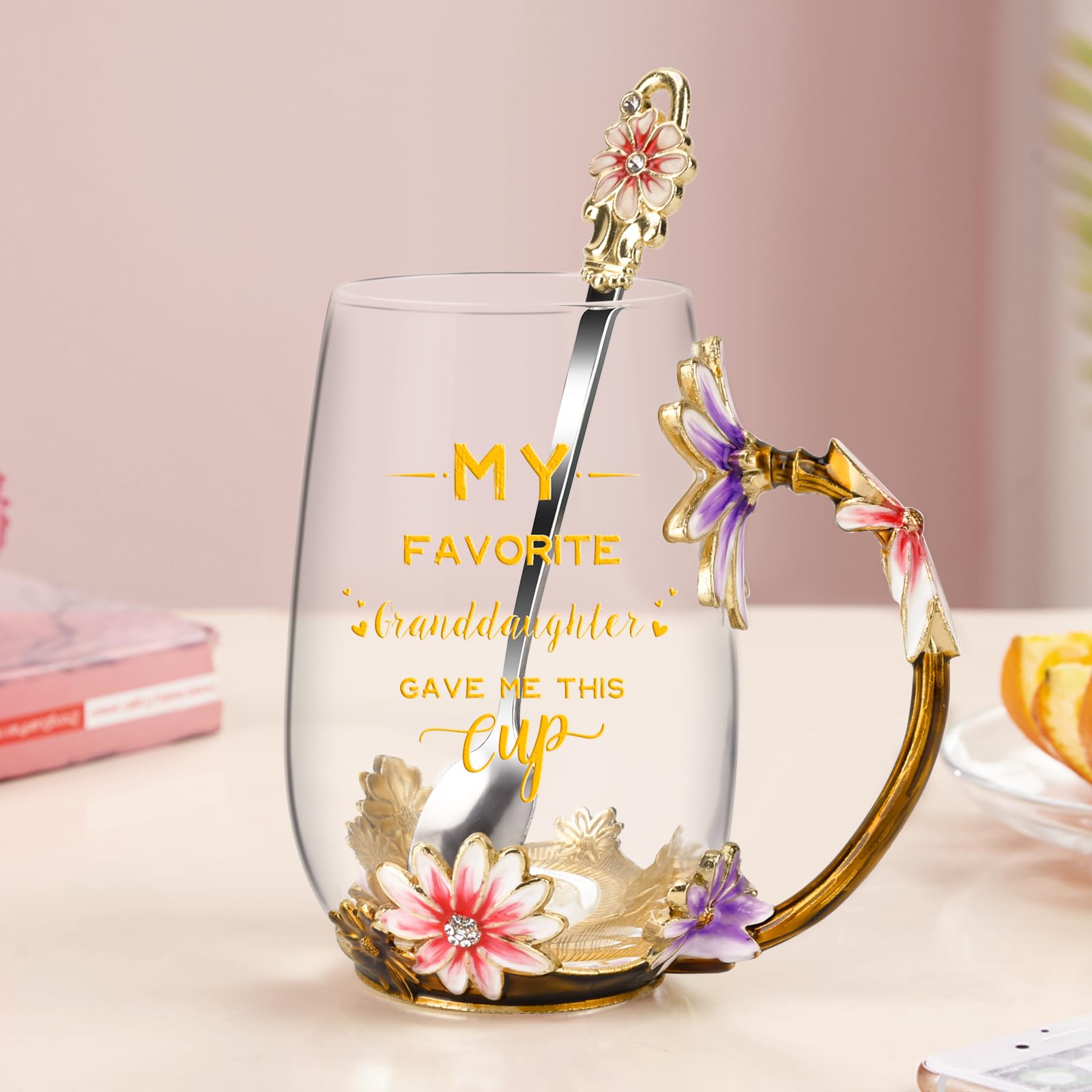 OEAGO cup in a cozy kitchen scene showing gift-ready presentation benefit
