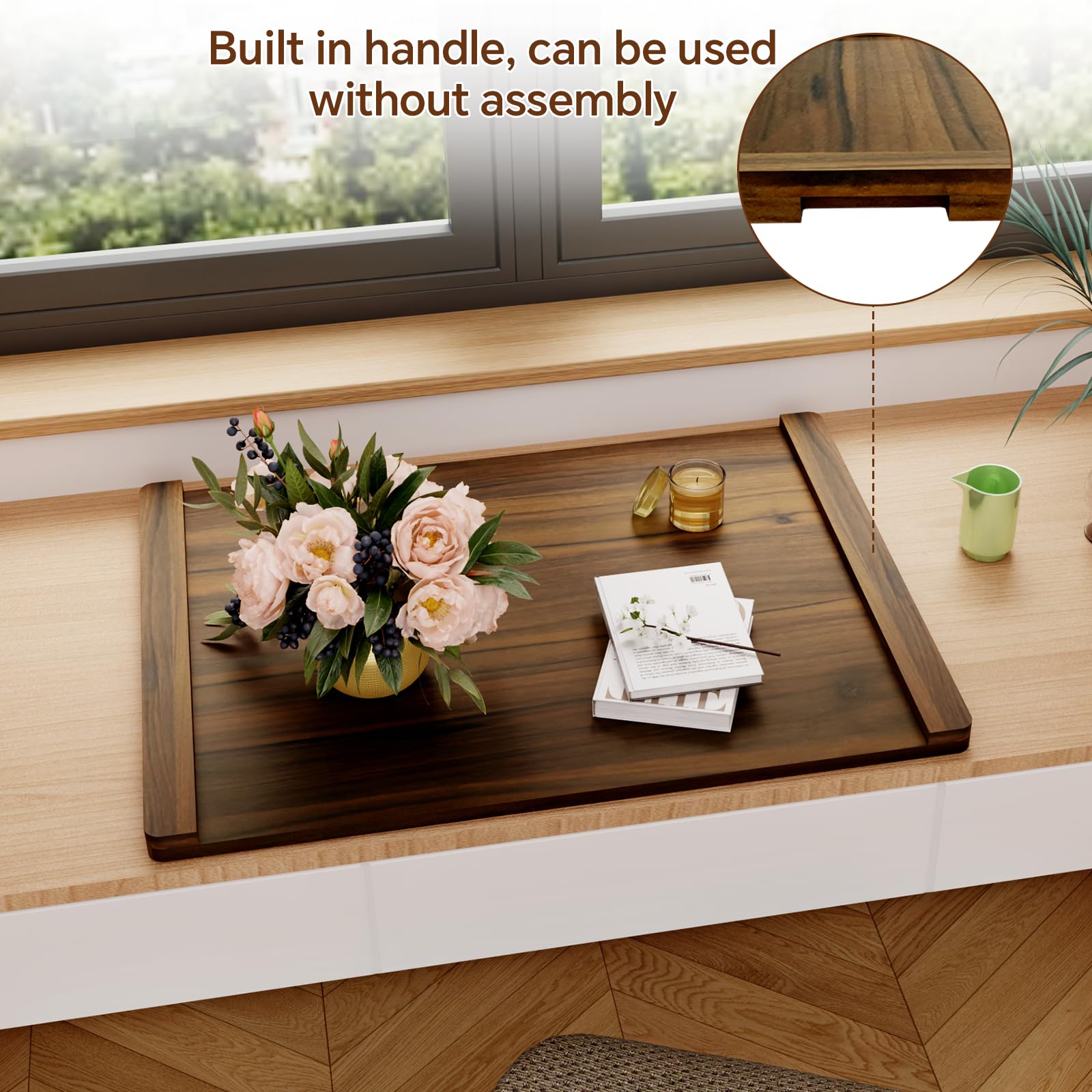 Oenalw next to fruit bowl and utensils showing scale and practical kitchen surface benefit