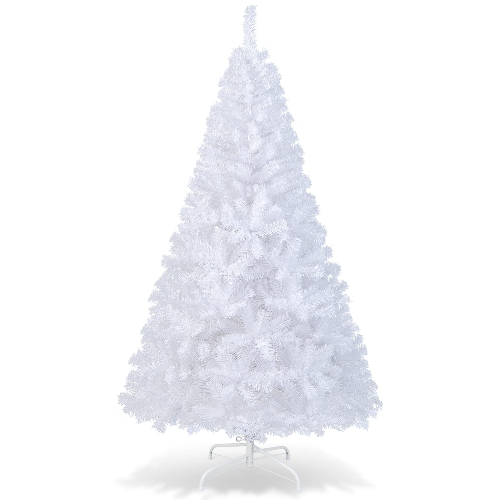 OFFICEJOY front view of 6ft white Christmas tree showing full fluffy shape and bright finish