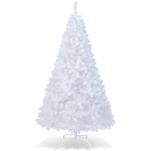 OFFICEJOY front view of 6ft white Christmas tree showing full fluffy shape and bright finish