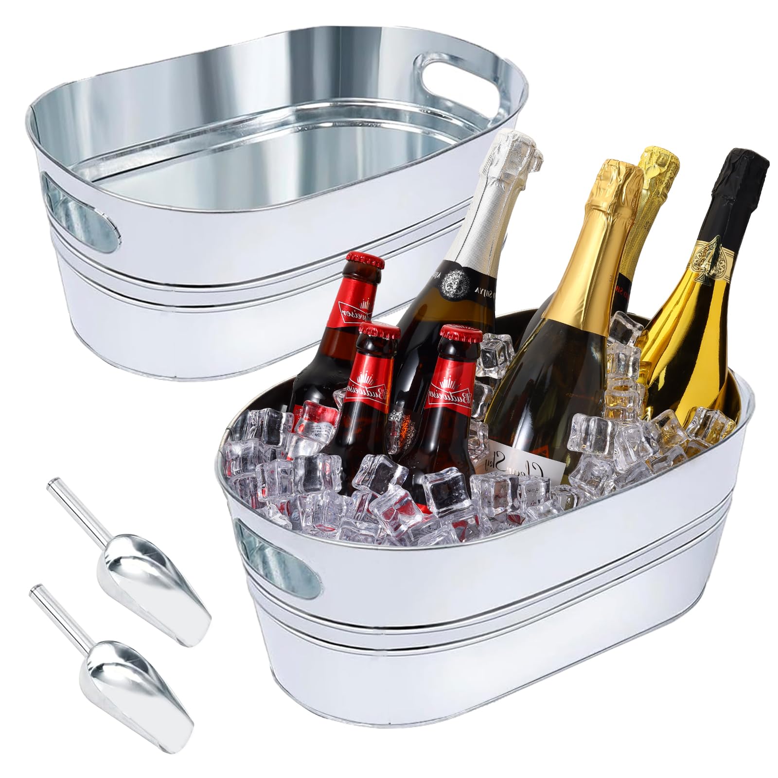 OFFPUFF galvanized tub front view showing durable finish and party-ready style