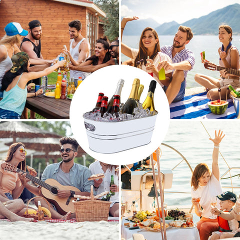 OFFPUFF tub placed on patio party table conveying outdoor entertaining use