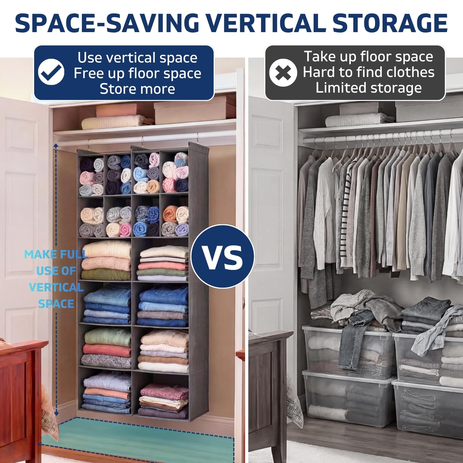 Ofiray-home organizer inside closet holding folded clothes for space-saving