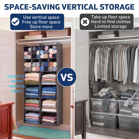 Ofiray-home organizer inside closet holding folded clothes for space-saving