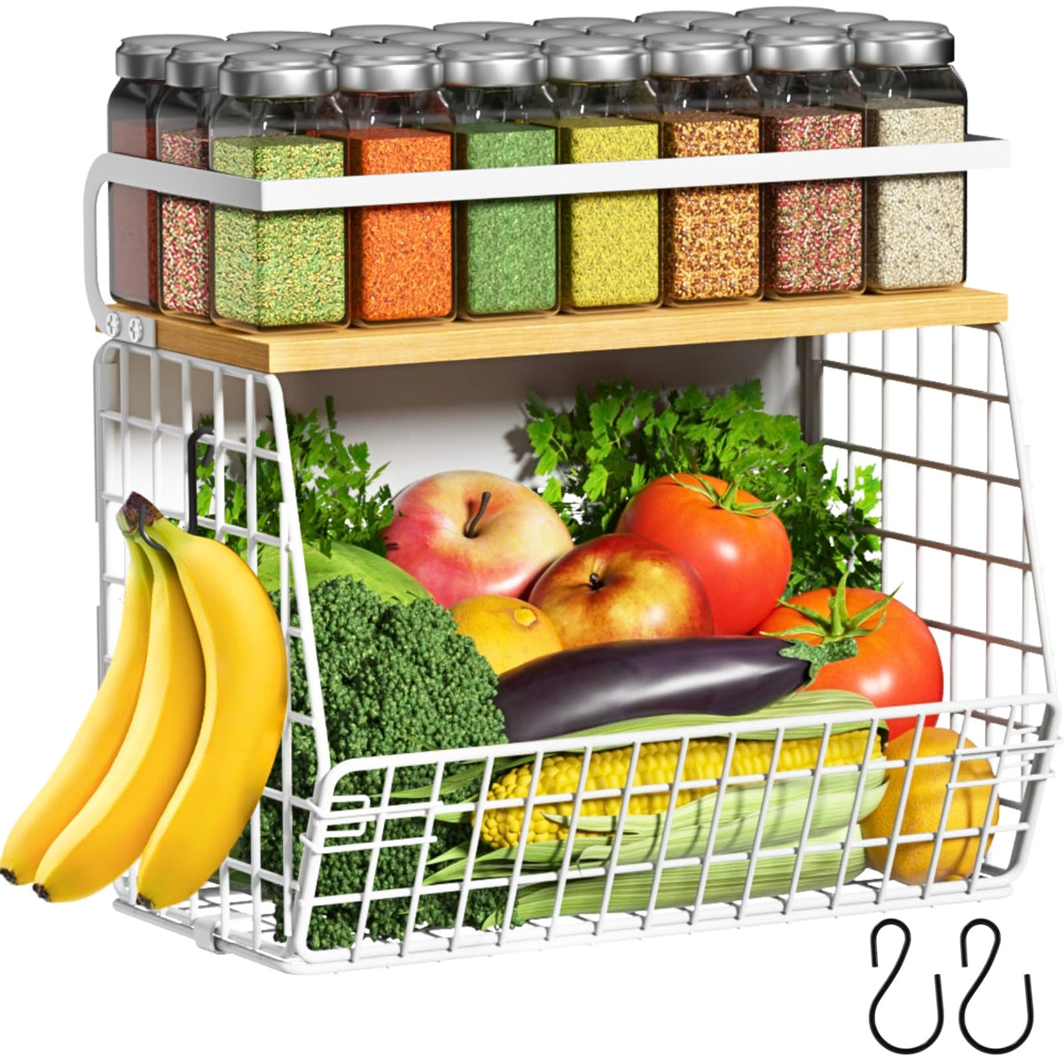 Ofiray-home magnetic fridge shelf front view shows organized storage and space saving