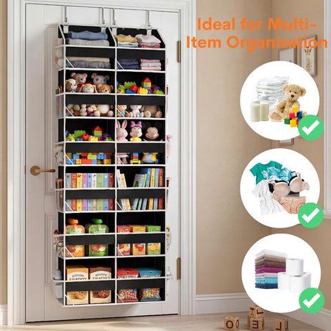 Ofiray-home pockets filled with shoes and toys demonstrating capacity