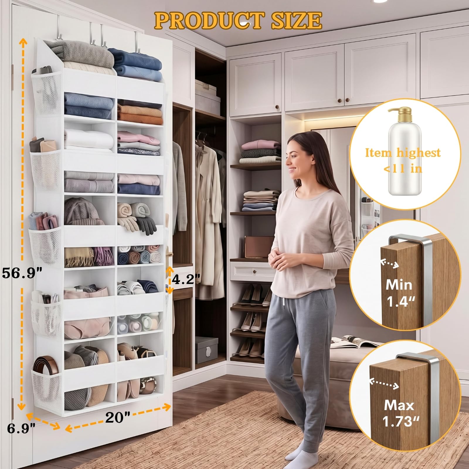 Ofiray-home top hooks showing secure fit on thick doors for stable hanging