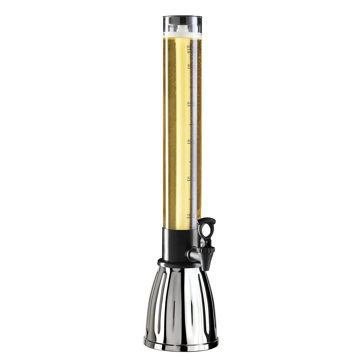 OGGI beer tower front view shows clear dispenser and neat presentation