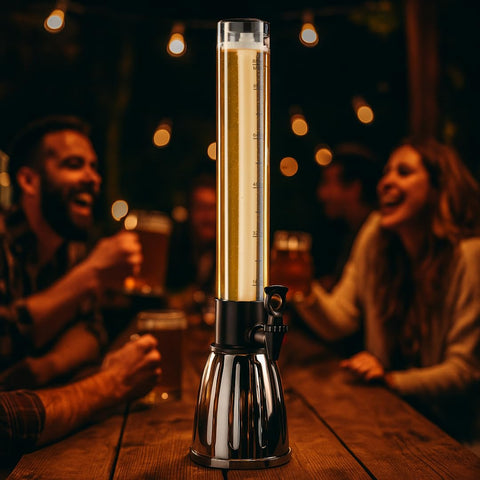 OGGI beer tower ice tube detail illustrating cold-retention benefit