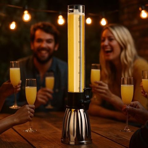 OGGI beer tower in BBQ lifestyle setting improving serving convenience