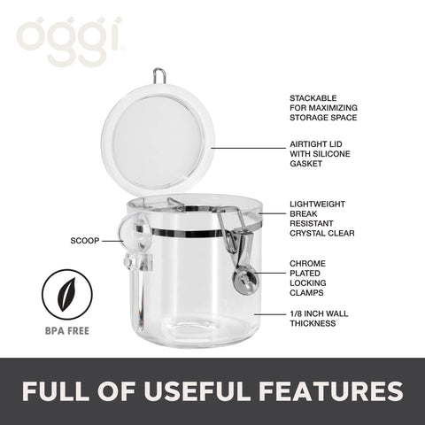 Oggi clamp lid detail highlighting airtight seal for longer food freshness benefit