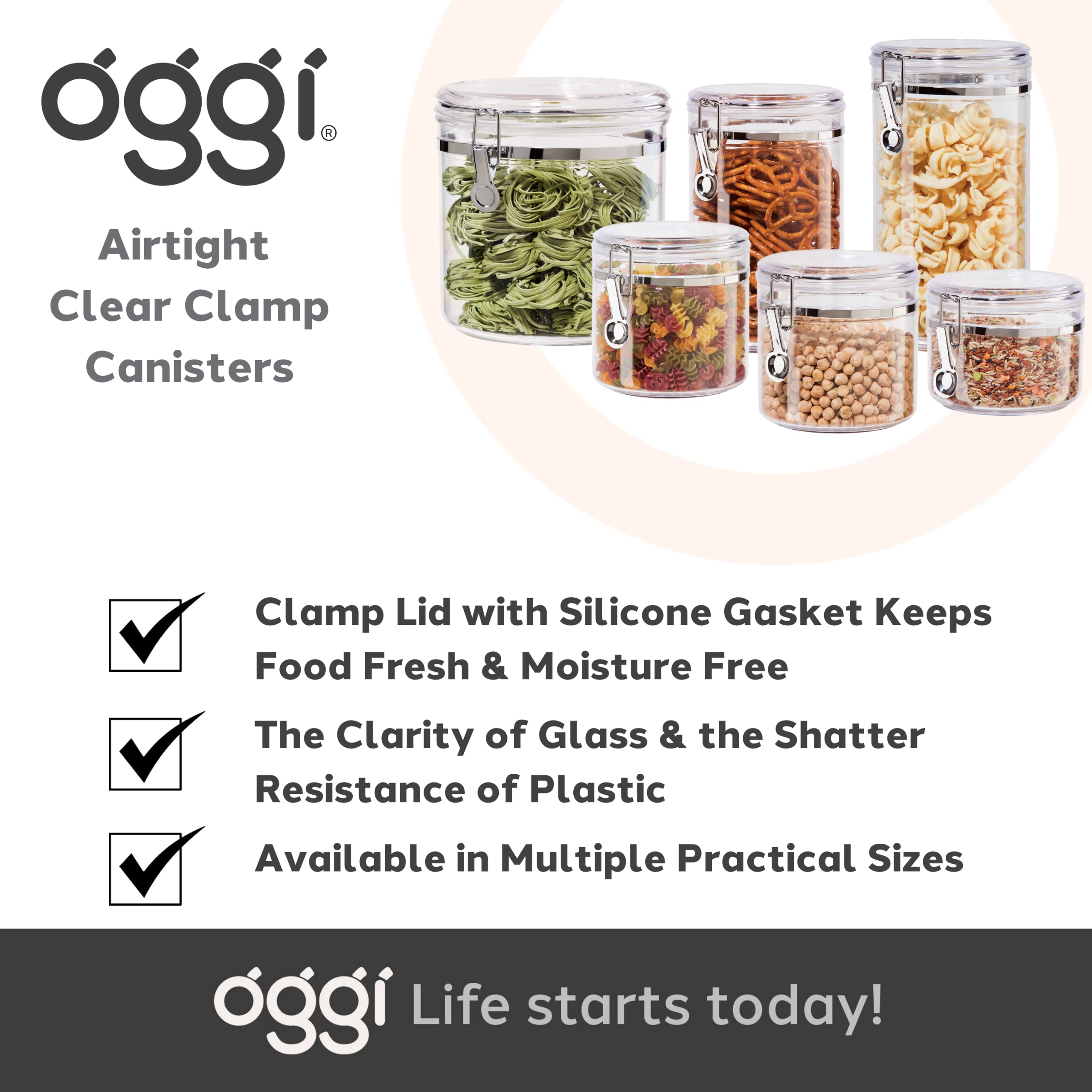 Oggi canister label and contents visible for easy identification benefit
