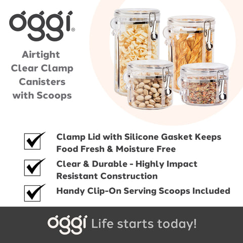 Oggi canister set styled on kitchen counter showing decorative storage and easy access benefit