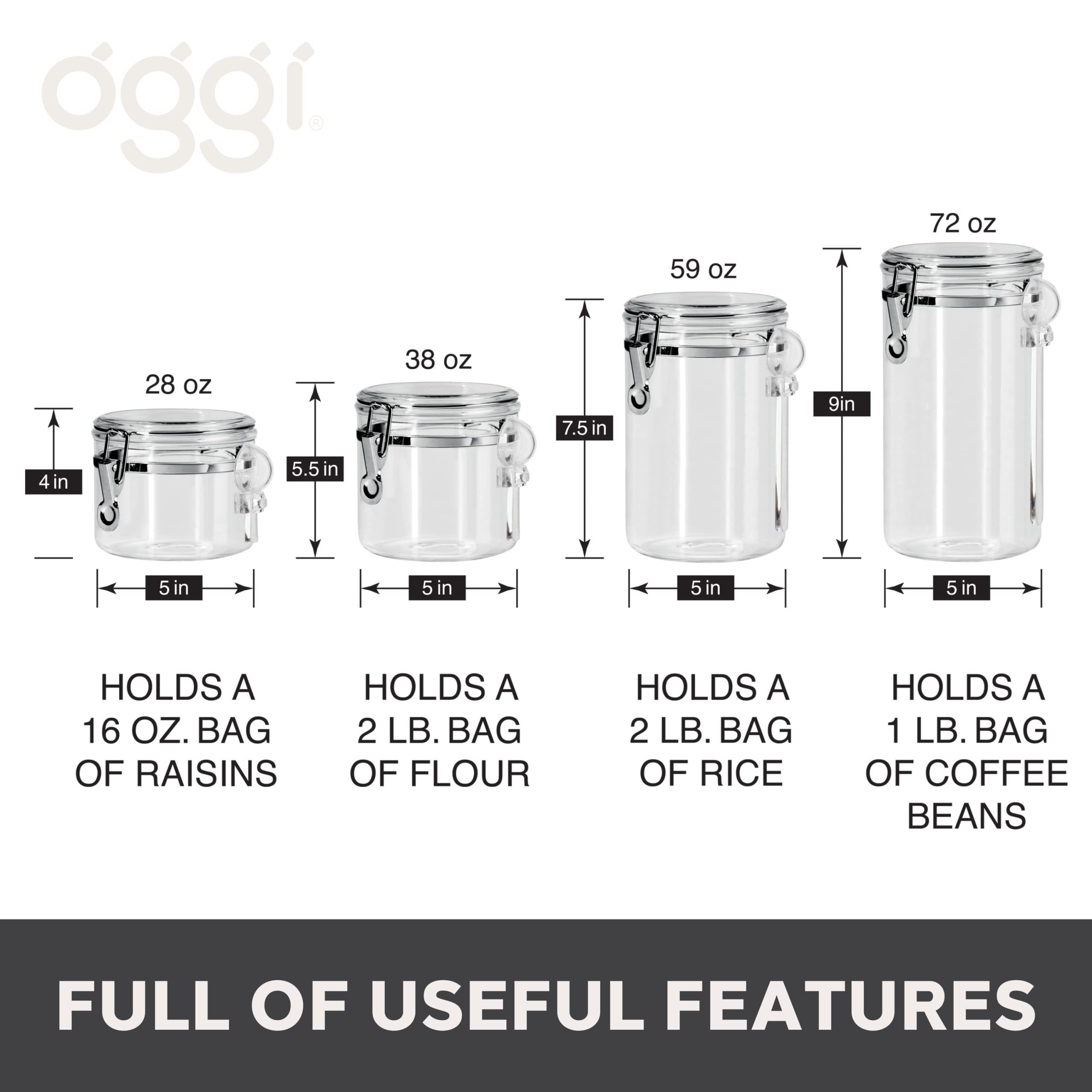 Oggi canisters beside common items illustrating scale and capacity for storage planning benefit