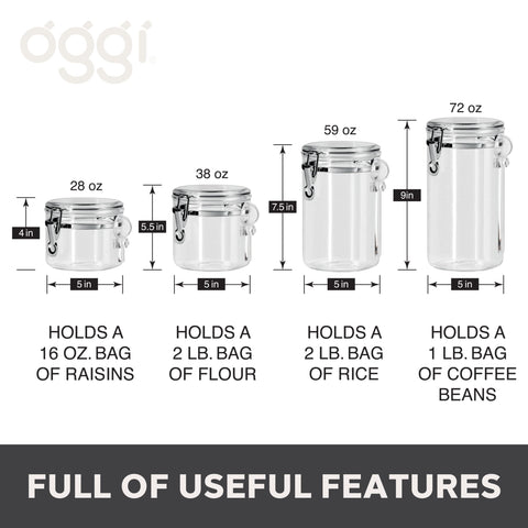 Oggi canisters beside common items illustrating scale and capacity for storage planning benefit
