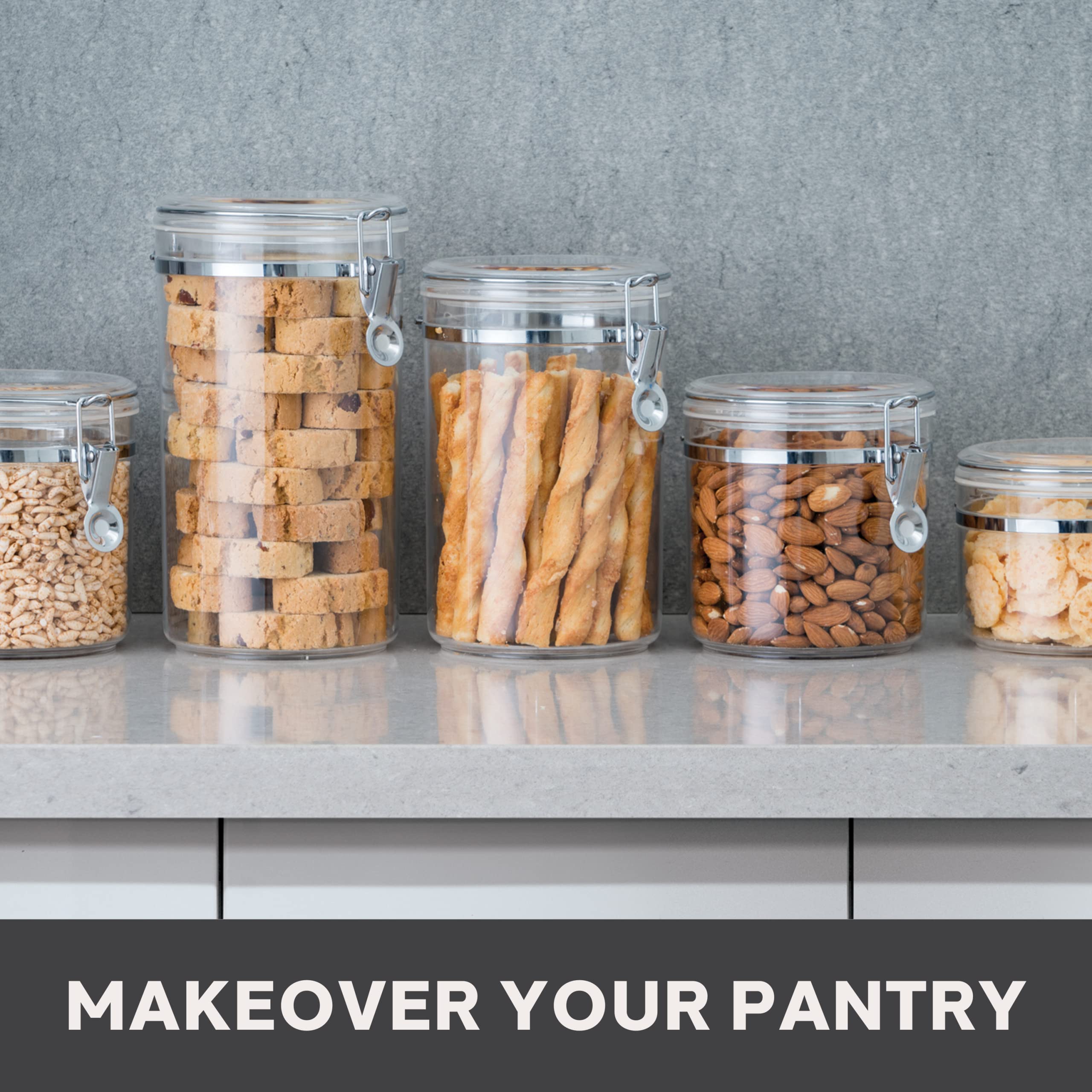 Oggi canister filled with spaghetti illustrating long-pasta storage benefit