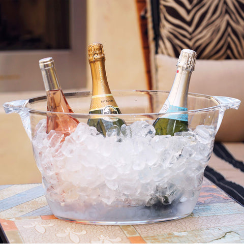 OGGI ice and bottles display with chilled drinks visible for attractive presentation