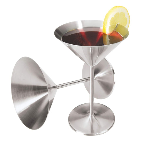 Oggi martini glass front view showing sleek finish and gift appeal