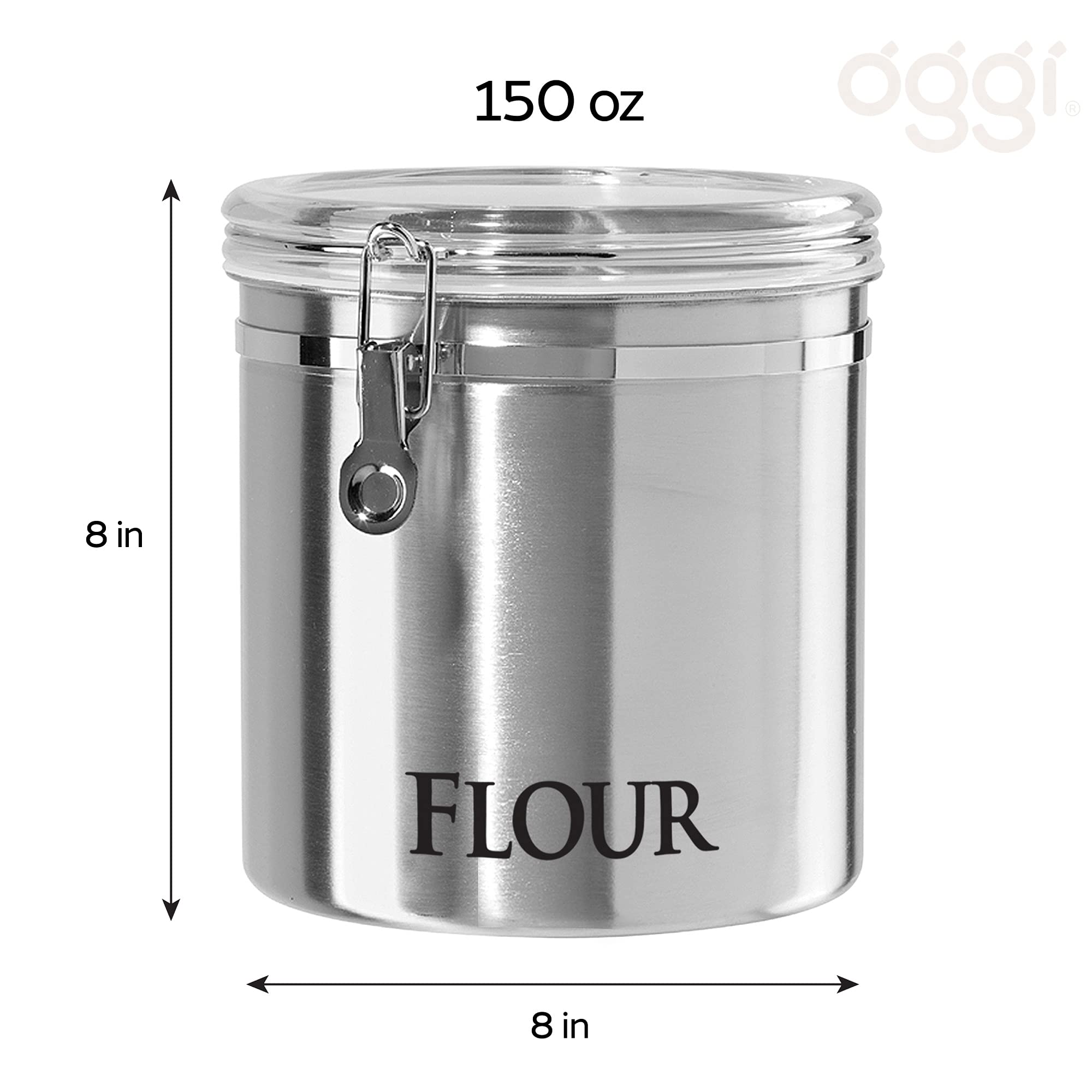 Oggi canister on kitchen counter styled for decor and easy reach benefit
