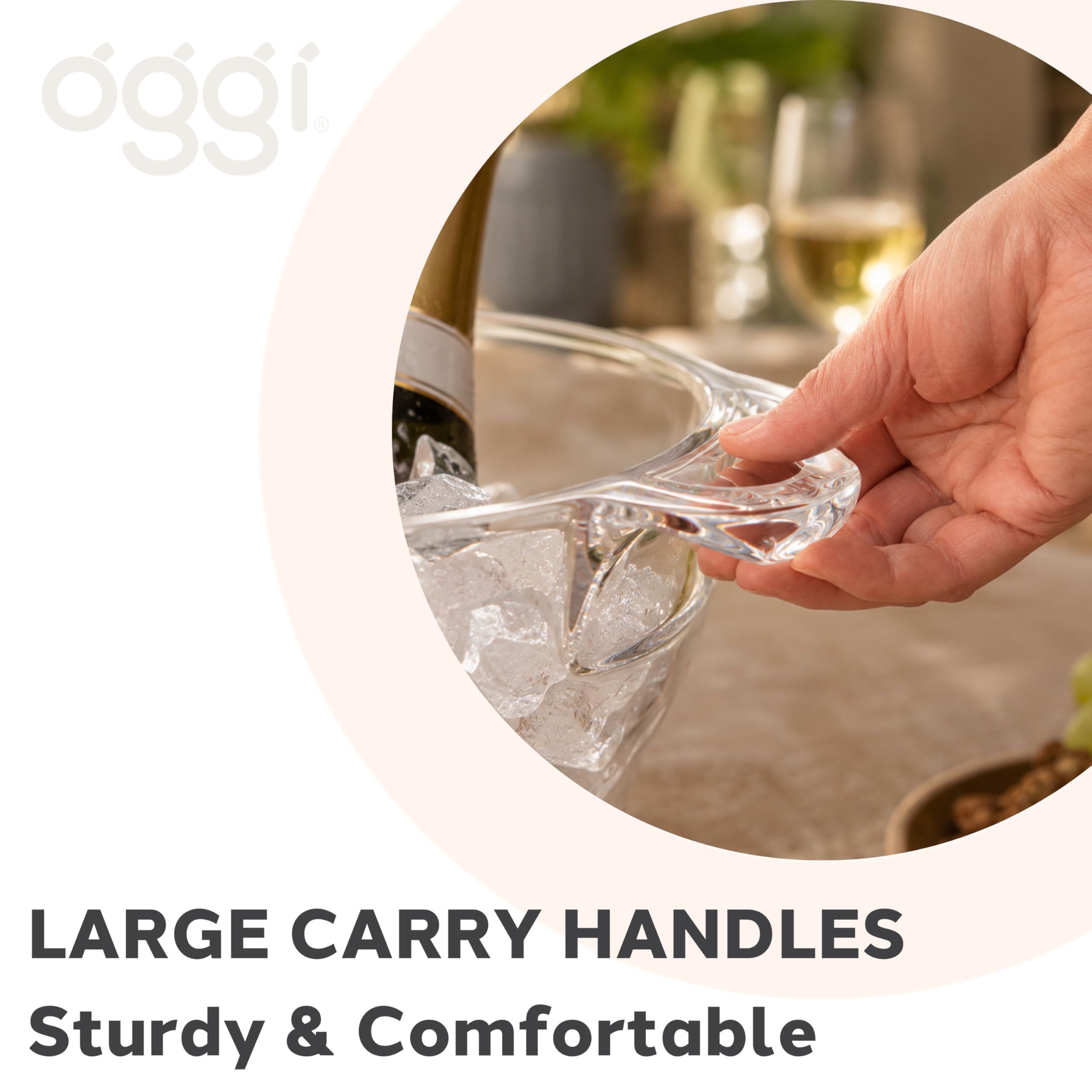 OGGI size with bottles scale showing capacity and party-ready fit of multiple drinks