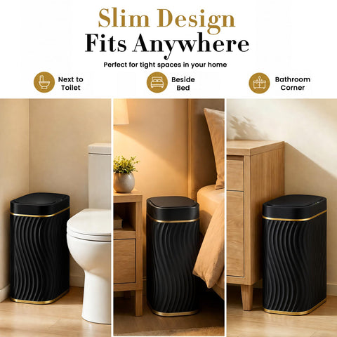 Ogikey open lid in use demonstrating touchless disposal convenience