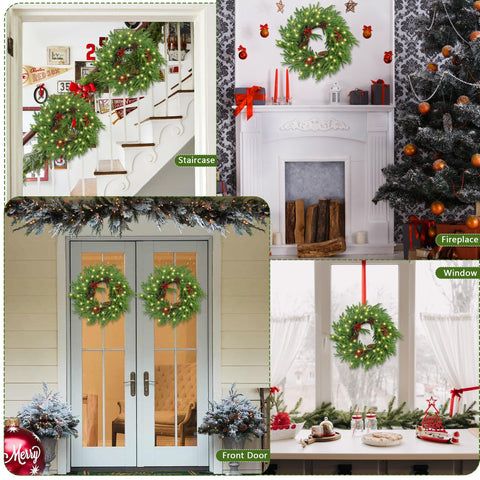 Ogrmar wreath styled on mantel showing versatility and holiday atmosphere