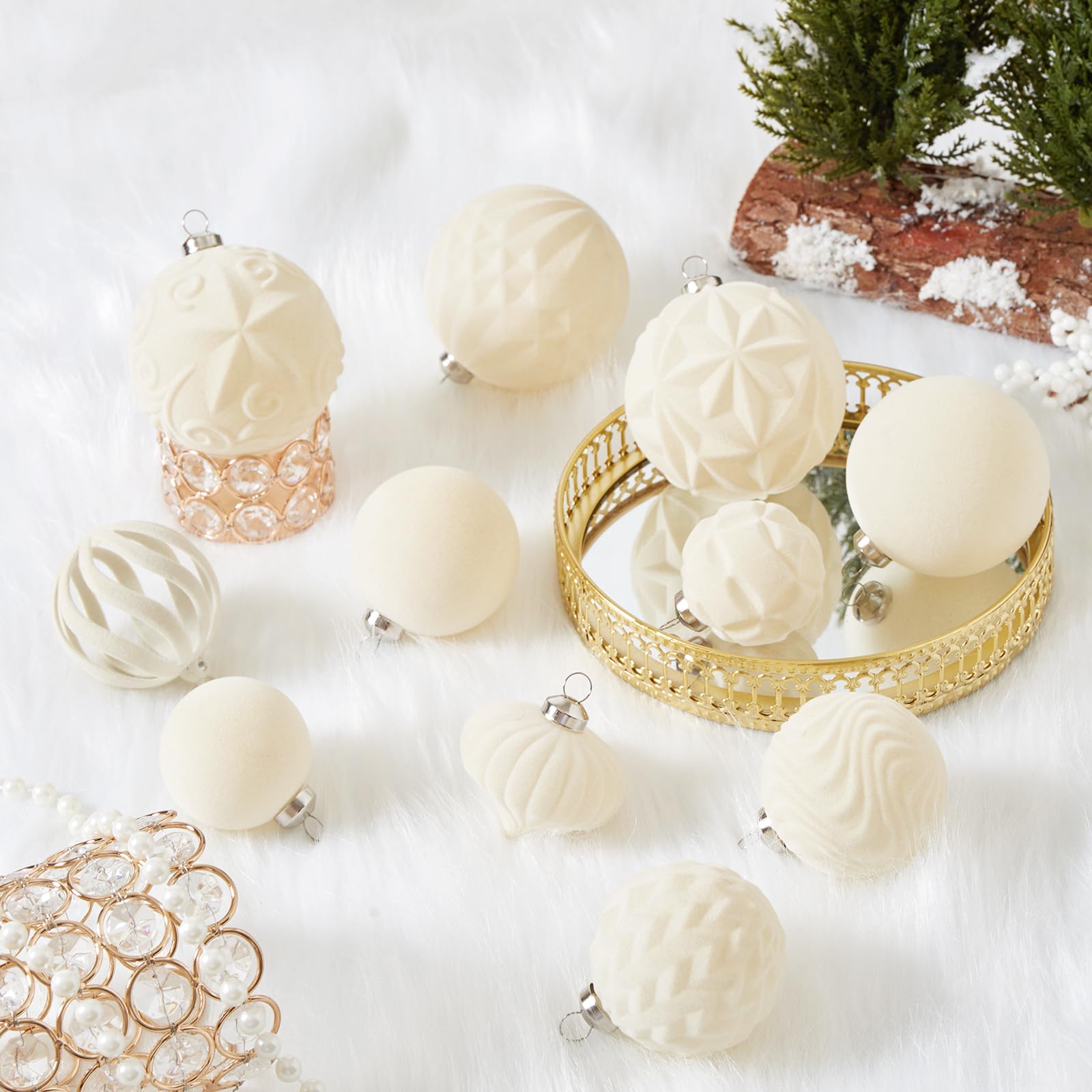 Ohapishop cream velvet balls in a bowl centerpiece creating instant holiday table decor