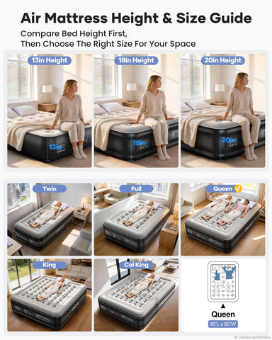 OhGeni air mattress in guest room lifestyle scene offering quick comfortable sleep