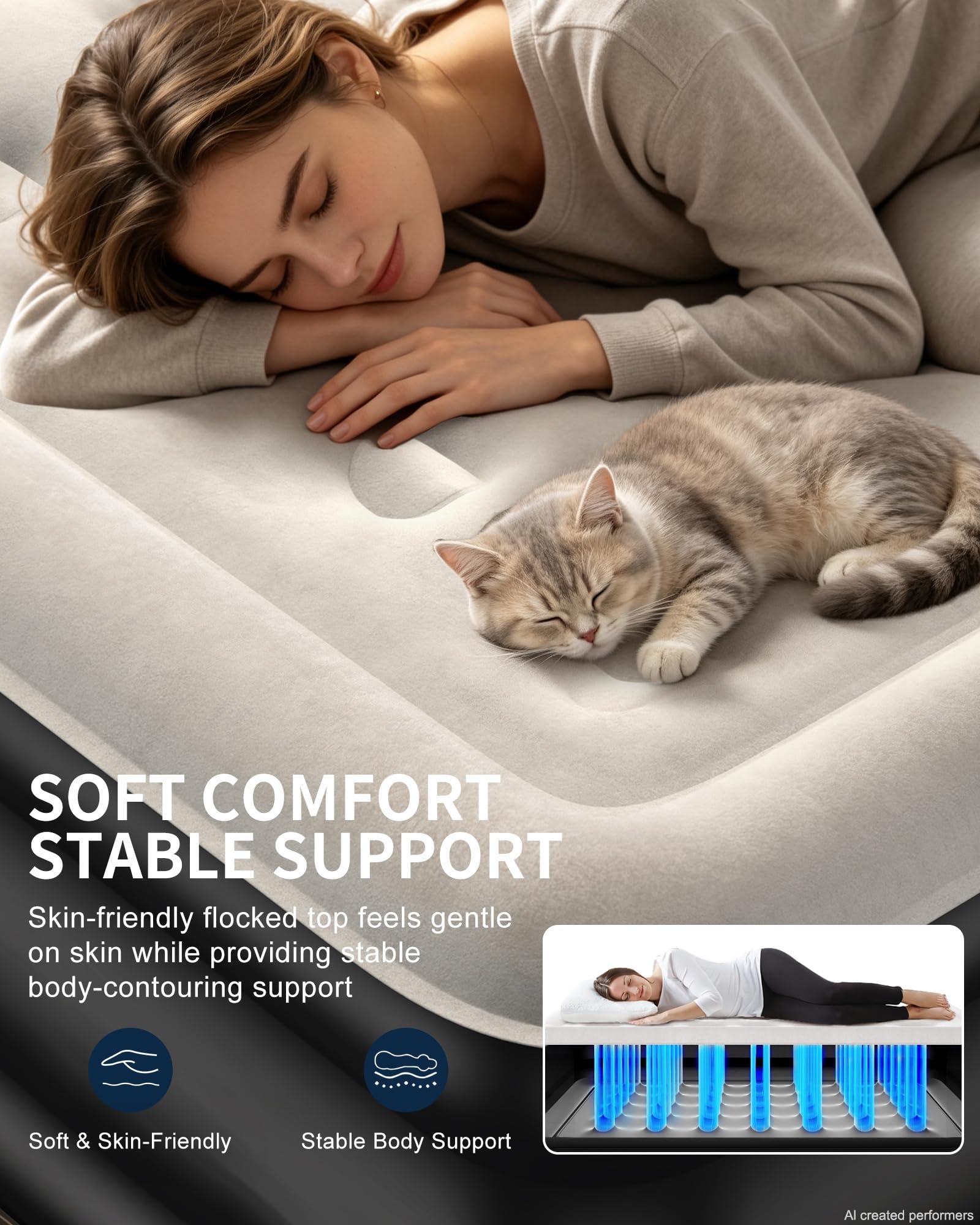 OhGeni inflated in a bedroom setting showing guest-ready comfort and easy setup