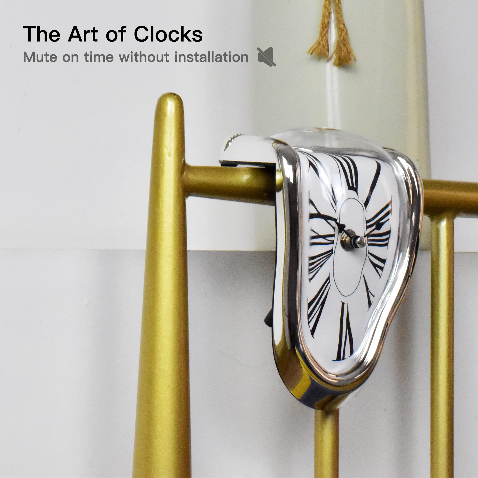 OHmaker melting clock movement close-up with adjustment knobs showing silent operation