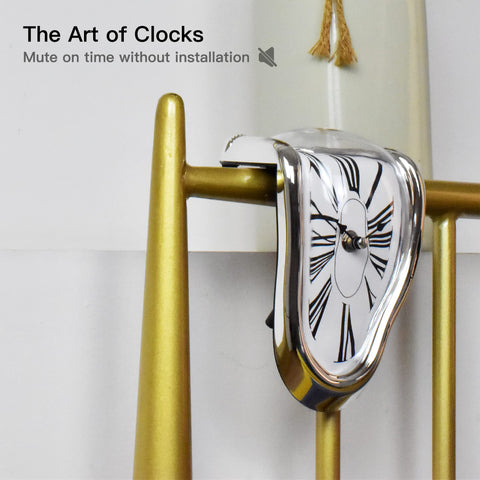OHmaker melting clock movement close-up with adjustment knobs showing silent operation