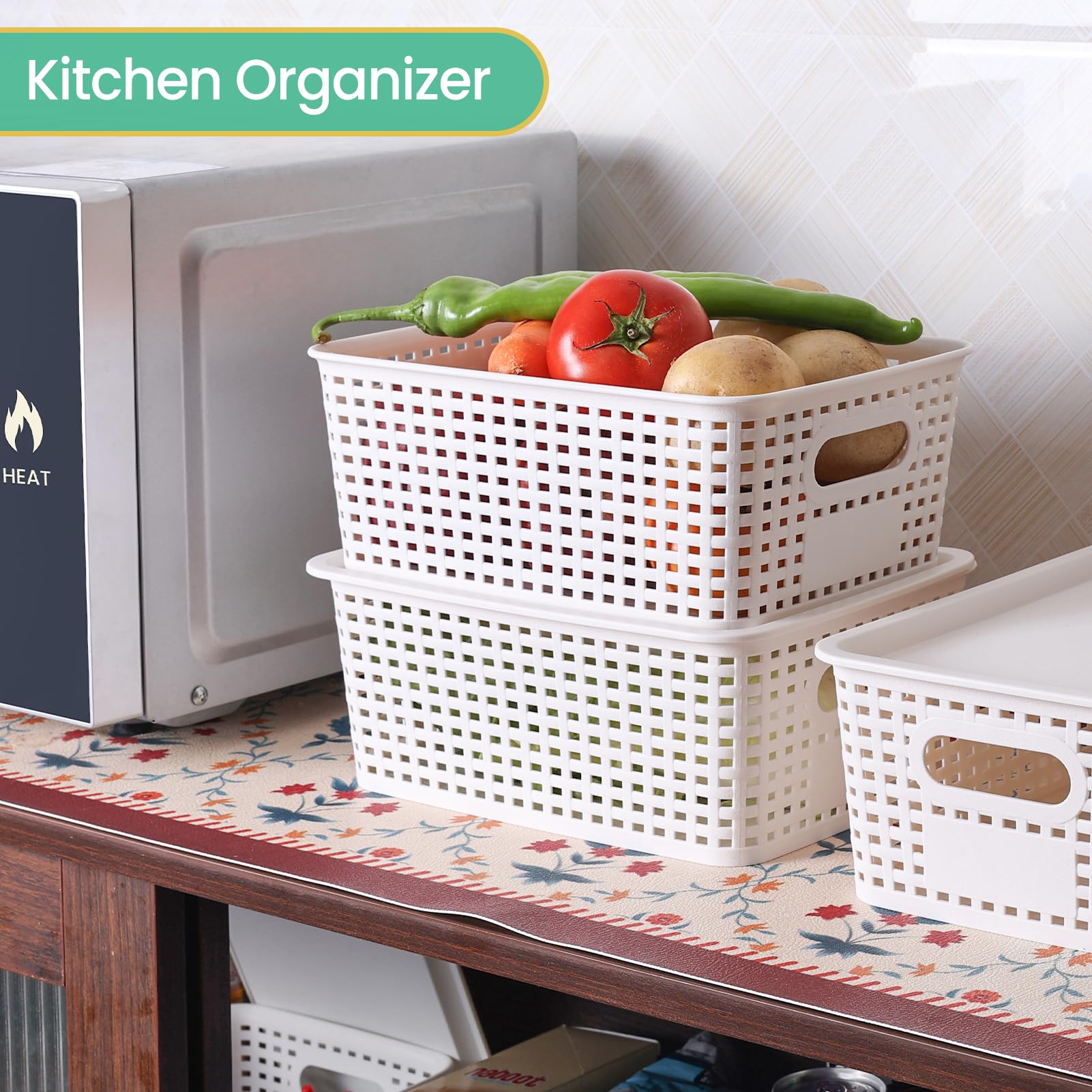 Ohmlove baskets holding pantry items for fast access