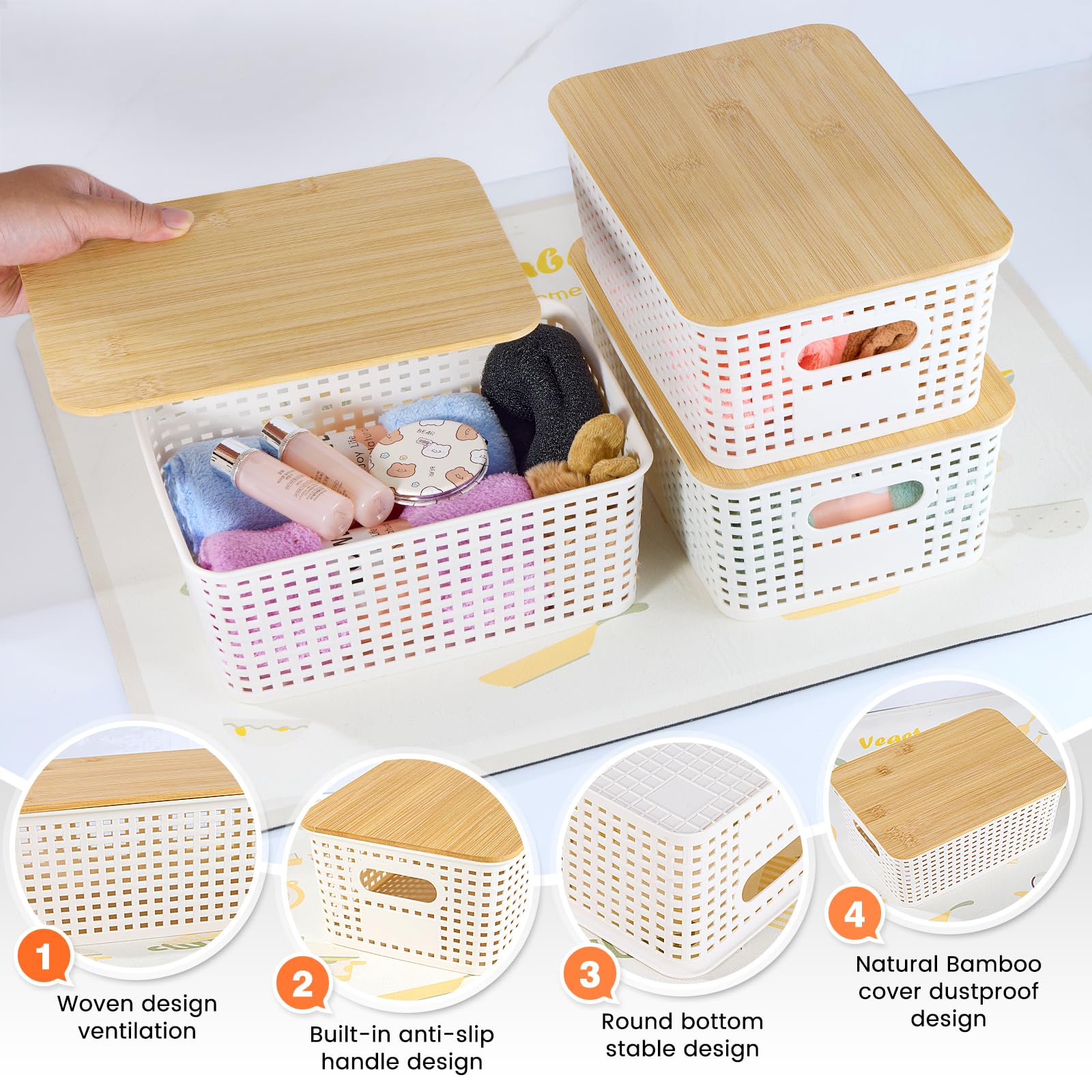 Ohmlove woven plastic texture close-up highlighting durable, easy-clean surface