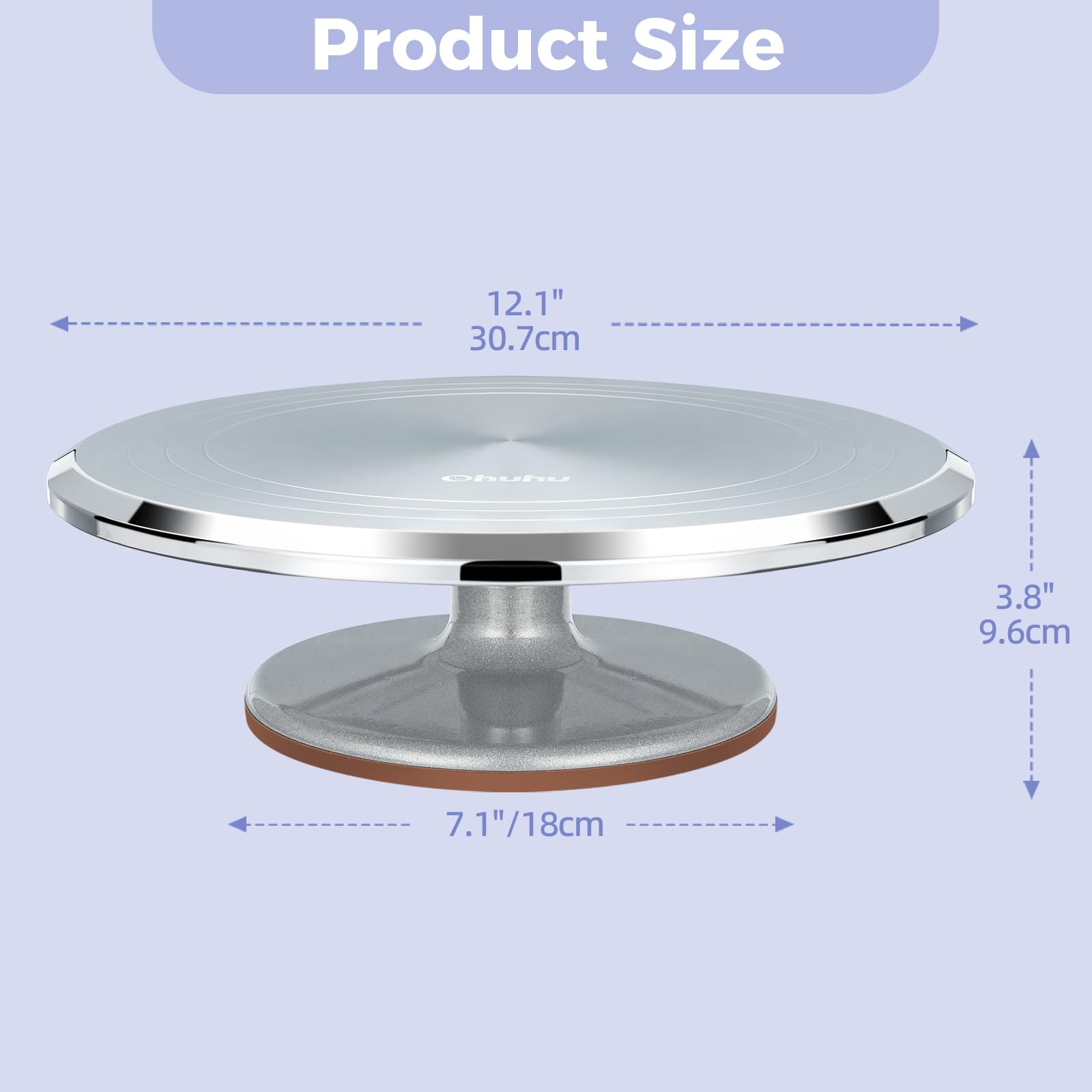 Ohuhu close-up of stainless steel bearing delivering smooth, quiet two-way rotation for precise icing