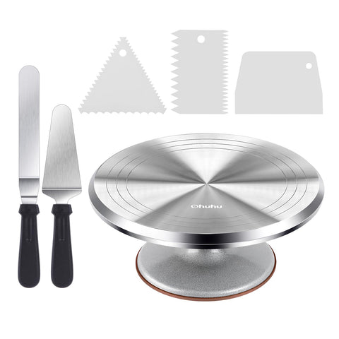 Ohuhu 12-inch turntable front view showing durable aluminium and stable base benefit