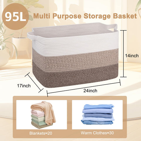 OIAHOMY basket filled with blankets showing ample 95L capacity benefit