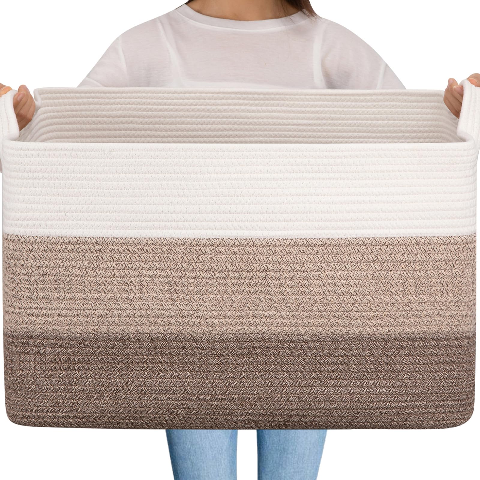 OIAHOMY front view showing full blanket basket and neutral gradient finish benefit