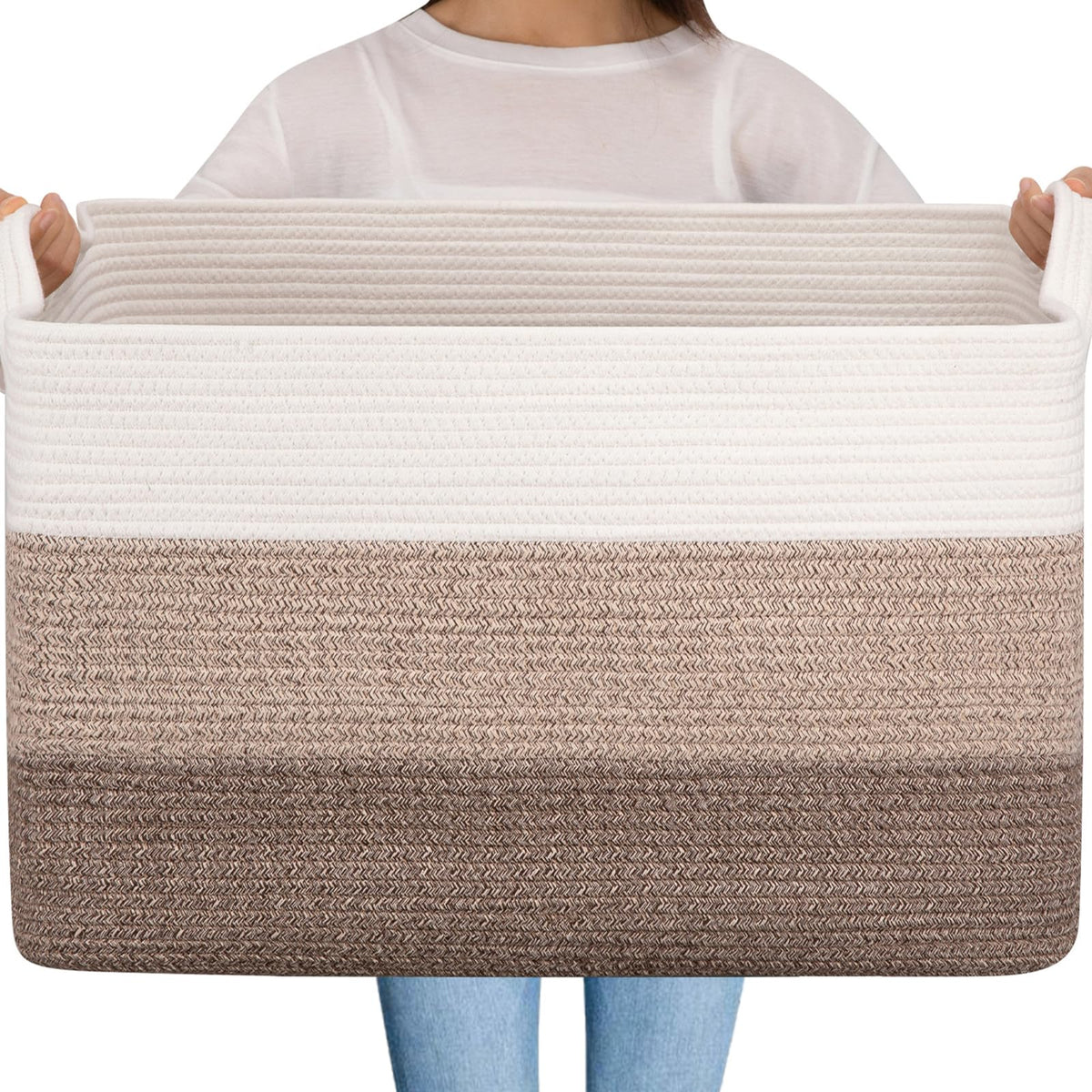 OIAHOMY front view showing full blanket basket and neutral gradient finish benefit
