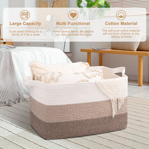 OIAHOMY basket in living room styled beside sofa enhancing tidy decor benefit