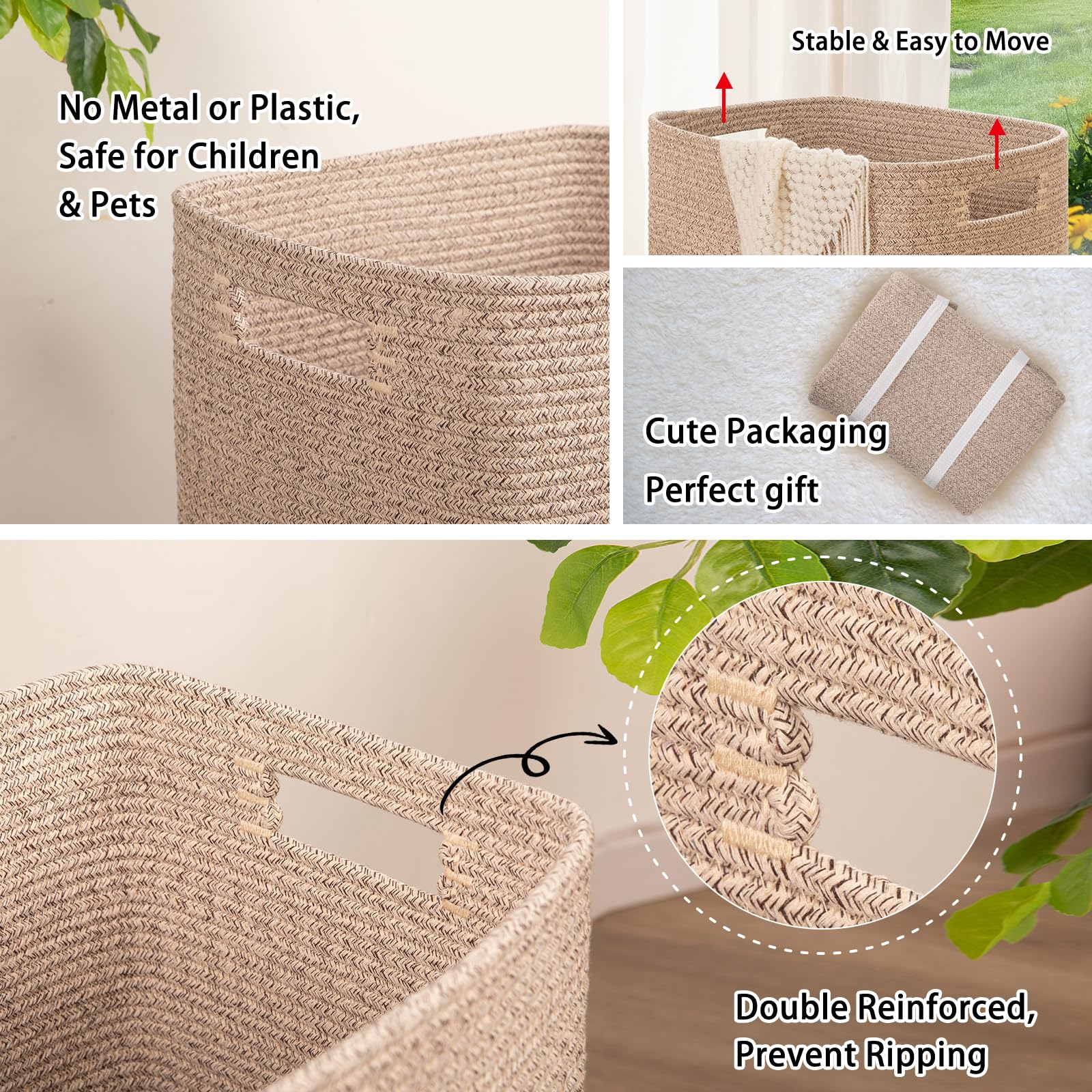 OIAHOMY basket filled with blankets demonstrating large capacity