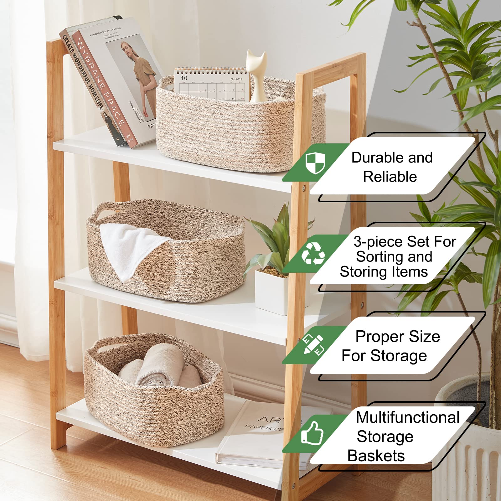 OIAHOMY folded baskets flat for compact storage showing easy packing and space savings