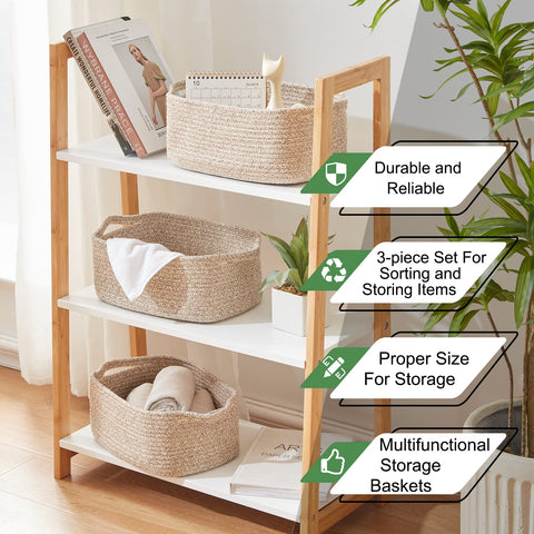 OIAHOMY folded baskets flat for compact storage showing easy packing and space savings