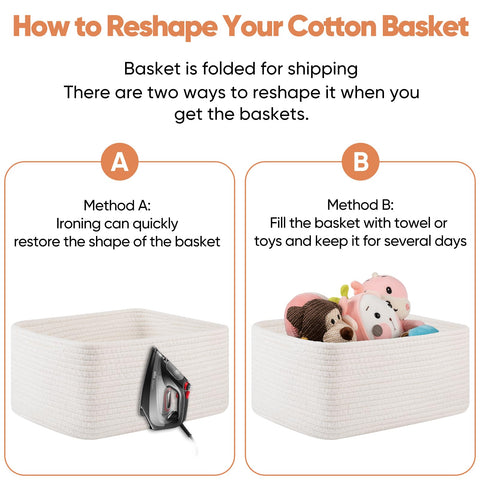 OIAHOMY folded flat basket unpacked showing compact shipping and easy reshaping