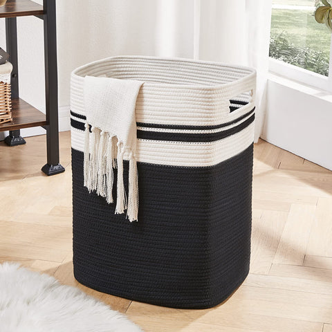 OIAHOMY front-facing black hamper showing capacity and style